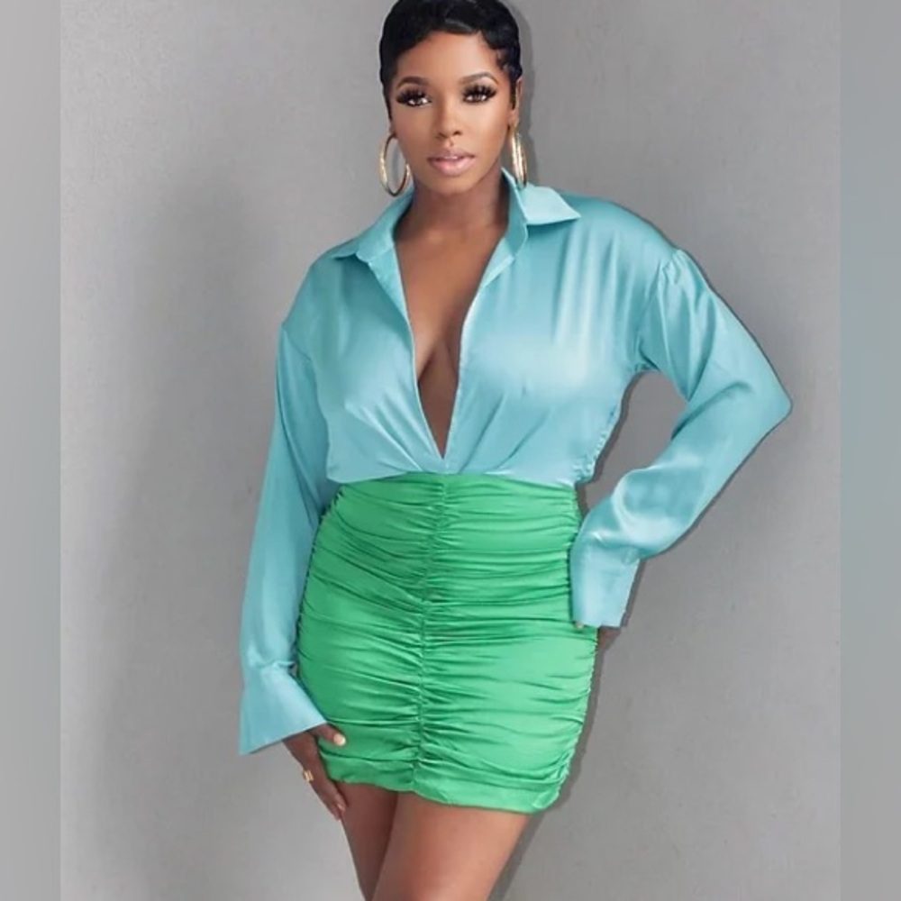 Blue/Green Colorblock Dress
